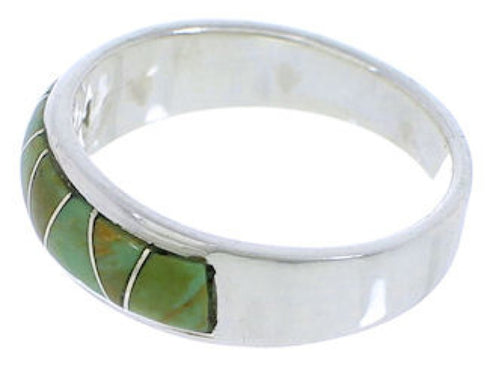 Genuine Sterling Silver Turquoise Inlay Ring Size 7-3/4 UX36906